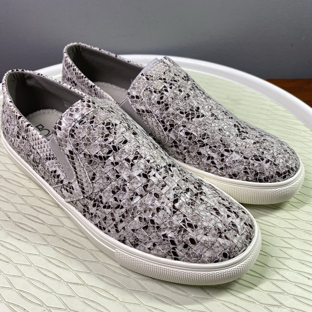 Boutique By Corky's Womens Gray & White Python Printed Sneakers Shoes Loafer Sz9
